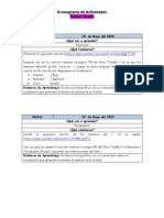 Cronograma de Actividades de Ingles Preescolar 18-22 de Mayo