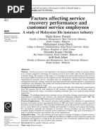 Factors Affecting Service Recovery Performance and Customer Service Employees