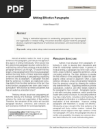 Writing Effective Paragraphs: Bstract Taking A Methodical Approach To Constructing Paragraphs Can Improve Clarity