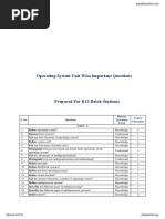 Operating System Unit Wise Important Questions: S. No. Blooms Taxonomy Level Course Outcomes