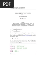 Discrete Structures Lab 1 Python Basics: 1 Python Installation 2 Python Tutorial