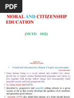 Moral Citizenship Education: MCED 1012)