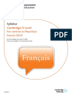 Syllabus: Cambridge O Level For Centres in Mauritius French 3014