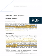 Syntactic Errors in Speech: All Correspondence Carnegie-Mellon University, Pittsburgh, Pennsylvania