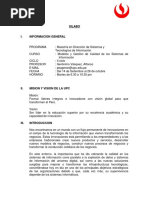 Sílabo Modelos y Gestión de Calidad de Los Sistemas de Información - Alfonso Gerónimo Vasquez