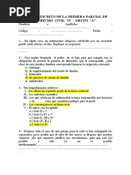 Examen Escrito de La Primera Parcial de Derecho Civil Vi