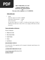 The Companies Act, 2017 (Company Limited by Shares) Articles of Association OF The Name of The Company Is A.C.T LIMITED. Preliminary