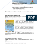 Relatório de Atividades Do Mês de Janeiro, Fevereiro e Março