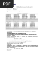 EU Declaration of Conformity: Model List of Fr100 Series