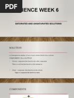 Science Week 6: Saturated and Unsaturated Solutions