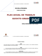 Plan Anual de Trabajo Quinto Grado