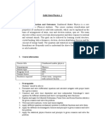 Solid State Physics - 1 1-Course Plan