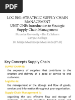 Log 5101: Strategic Supply Chain Management UNIT ONE: Introduction To Strategic Supply Chain Management