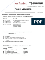 Atividade para p1 - operaÇÕes Mecânicas - I - Prof. Claudemir