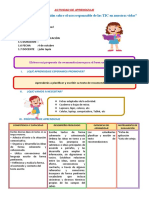 DIA 1 SESION DE APRENDIZAJE Elaboro Mi Propuesta de Recomendaciones para El Buen Uso de Las TIC