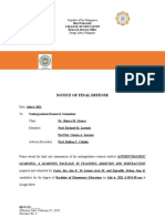 Notice of Final Defense: Bicol University College of Education Research Services Office