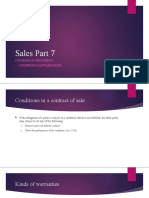 Sales Part 7: Coverage of Discussion: Conditions and Warranties