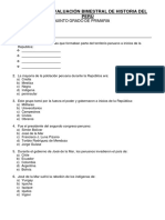 5to Grado - Tercera Evaluación Bimestral de Historia Del Perú