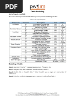 Cable Modelling: List of Inputs Required