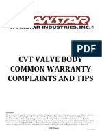 CVT Valve Body Common Warranty Complaints and Tips: © 2017 Transtar