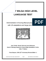 Mount Wilga Hight Level Language Test