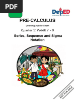 Pre-Calculus: Quarter 1: Week 7 - 9 Series, Sequence and Sigma