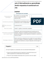 Examen - (AAB01) Cuestionario 2 - Retroalimente Su Aprendizaje Sobre La Unidad 3, Dando Respuesta Al Cuestionario en Línea Correspondiente