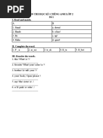 Ôn Thi Học Kì 1 Tiếng Anh Lớp 2: Đề 1 I. Read and match