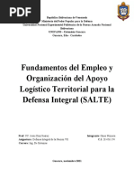 Fundamentos Del Empleo y Organización Del Apoyo Logístico Territorial para La Defensa Integral (SALTE)