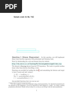 Sample Exam For ML YSZ: Question 1 (Linear Regression)