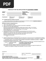 Checklist For The Application of Occupancy Permit