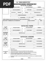 Ficha Inscripción 1er Grado 2022