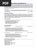 Mechanical Supervisor CV: Personal Statement