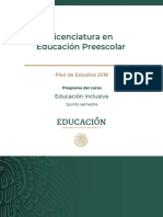 Programa Del Curso. Educación Inclusiva