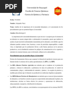 Análisis de La Importancia de La Inocuidad Alimentaria y El Conocimiento de Los Procedimientos Que Nos Permiten Llegar A La Inocuidad.