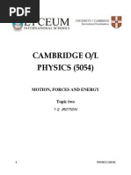 Cambridge O/L PHYSICS (5054) : Motion, Forces and Energy