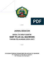 JADWAL KEGIATAN - Masa Ta'aruf Santri T.P. 2020-2021