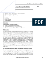 Unit 1: Nature and Scope of Comparative Politics: Objectives