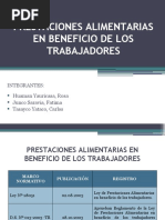 Prestaciones Alimentarias en Beneficio de Los Trabajadores