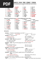 Revision For The First Term: B. Growth B. Think C. Ethnic