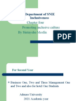 Department of SNIE Inclusiveness: Chapter Four Promoting Inclusive Culture by Sintayehu Mesfin