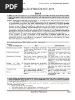 Sale of Goods Act, 1930: Question Bank Unit:1