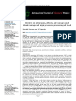 Review On Principles, Effects, Advantages and Disadvantages of High Pressure Processing of Food