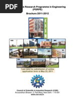 C S I R: Postgraduate Research Programme in Engineering (Pgrpe) Brochure 2011-2012