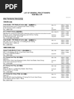 List Of General Practitioners 普通科醫生名單 New Territories Side 新界區