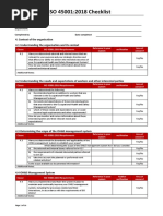 ISO 45001 2018 Audit Checklist