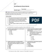 Diagnostico Ciencias 8° Basico 1º Unidad