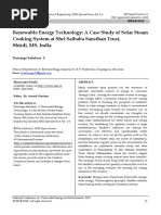 Renewable Energy Technology: A Case Study of Solar Steam Cooking System at Shri Saibaba Sansthan Trust, Shirdi, MS, India