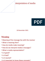 Meaning and Interpretation of Media: 10 November 2021