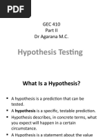 GEC 410 DR Agarana M.C.: Hypothesis Testing